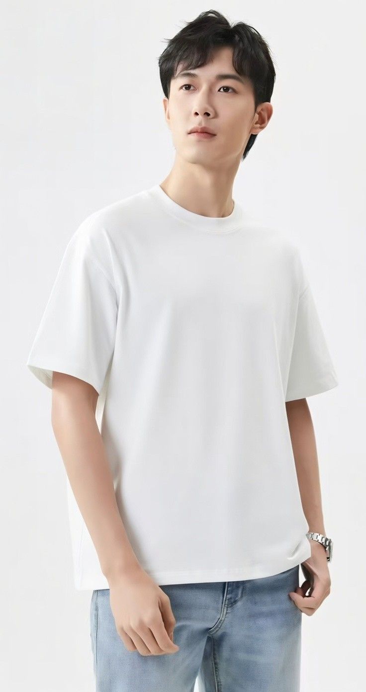 Heavyweight 240g Oversized Blank White T-Shirt Boxy Drop Shoulder Streetwear Tee